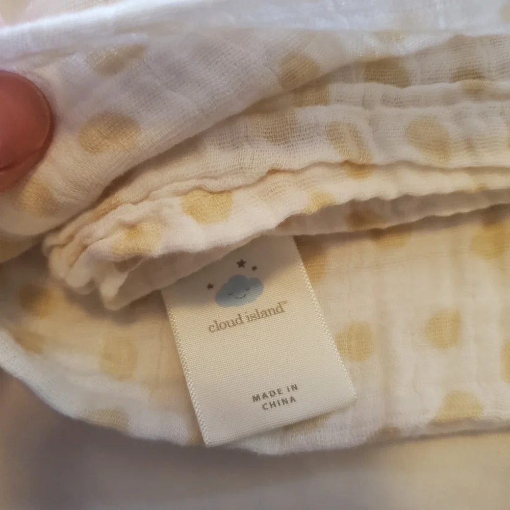 Cloud Island Baby Blanket‎ White Polka Dot Swaddle Muslin Soft 48x42